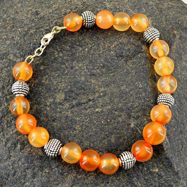 gemsmore:Beautiful Orange Aventurine Round Shape Beads Bracelet