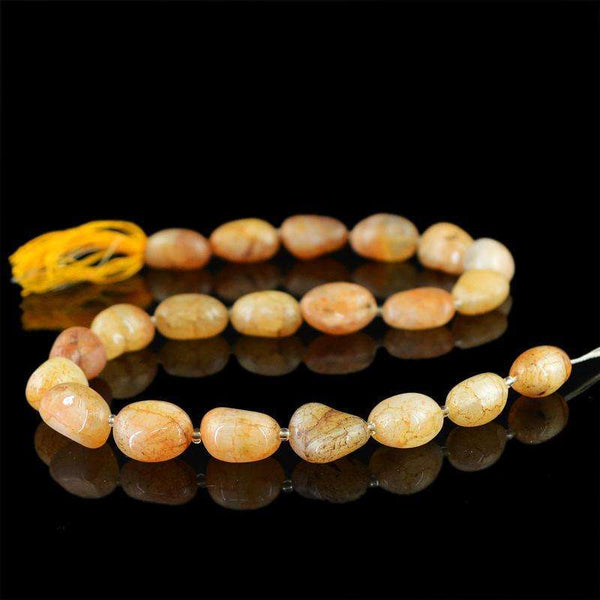 gemsmore:Beautiful Orange Onyx Beads Strand Natural Drilled