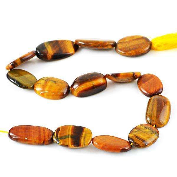 gemsmore:Beautiful Oval shape Golden Tiger Eye Drilled Beads Strand