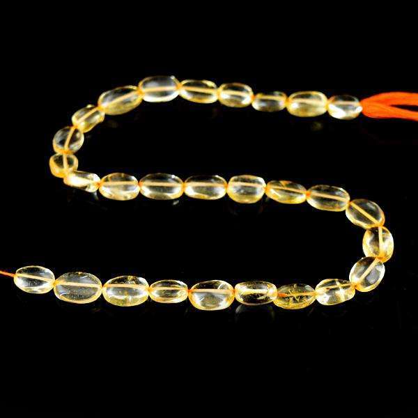 gemsmore:Beautiful Oval Shape Yellow Citrine Drilled Beads Strand