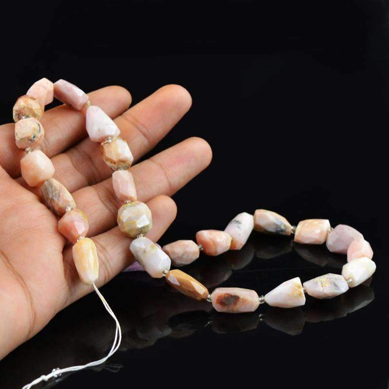 gemsmore:Beautiful Pink Australian Opal Drilled Beads Strand - Natural Faceted