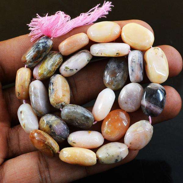 gemsmore:Beautiful Pink Australian Opal Drilled Beads Strand