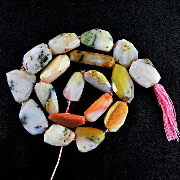 gemsmore:Beautiful Pink Australian Opal Faceted Drilled Beads Strand