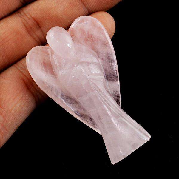 gemsmore:Beautiful Pink Rose Quartz Carved Healing Angel Gemstone