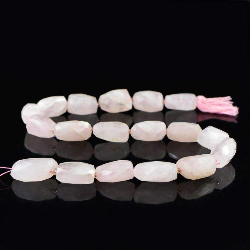 gemsmore:Beautiful Pink Rose Quartz Drilled Beads Strand - Natural Faceted