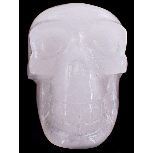 gemsmore:Beautiful Pink Rose Quartz Hand Carved Human Skull