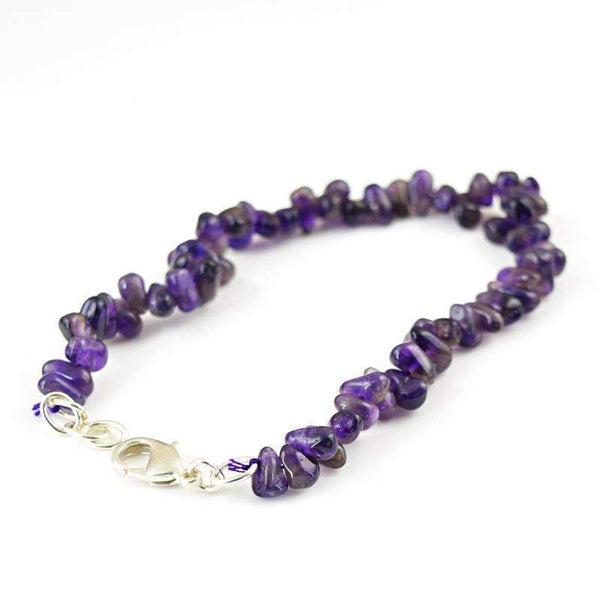 gemsmore:Beautiful Purple Amethyst Bracelet Natural Tear Drop Beads