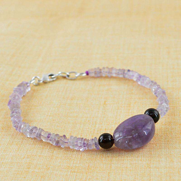 gemsmore:Beautiful Purple Amethyst Bracelet Natural Untreated Beads