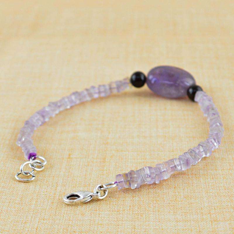 gemsmore:Beautiful Purple Amethyst Bracelet Natural Untreated Beads