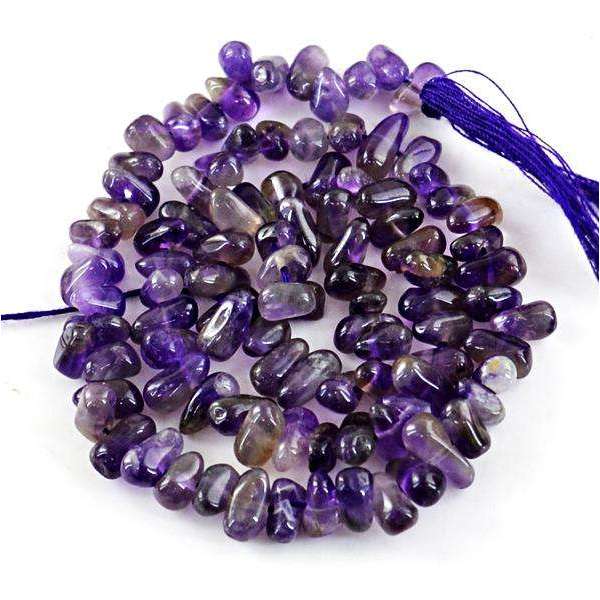 gemsmore:Beautiful Purple Amethyst Drilled Beads Strand