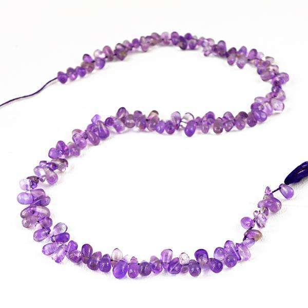 gemsmore:Beautiful Purple Amethyst Tear Drop Drilled Beads Strand