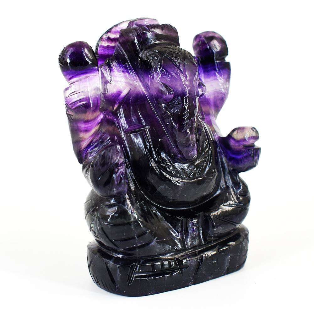 gemsmore:Beautiful Purple Fluorite Hand Carved Genuine Crystal Gemstone Carving Lord Ganesha