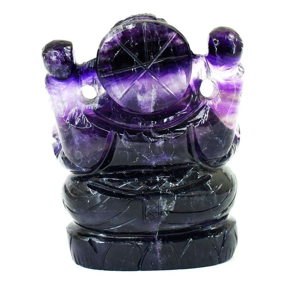 gemsmore:Beautiful Purple Fluorite Hand Carved Genuine Crystal Gemstone Carving Lord Ganesha