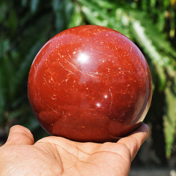 gemsmore:Beautiful Red Jasper Carved Crystal Healing Sphere - Huge Size