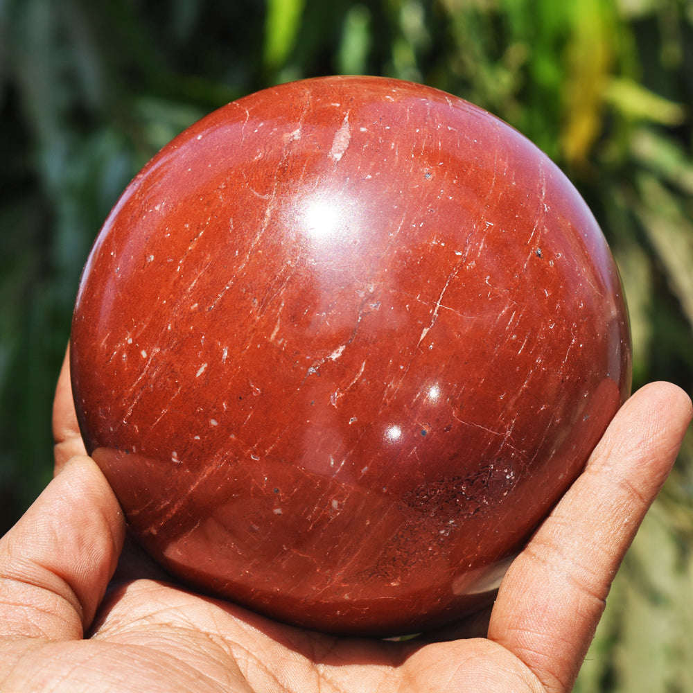 gemsmore:Beautiful Red Jasper Carved Crystal Healing Sphere - Huge Size