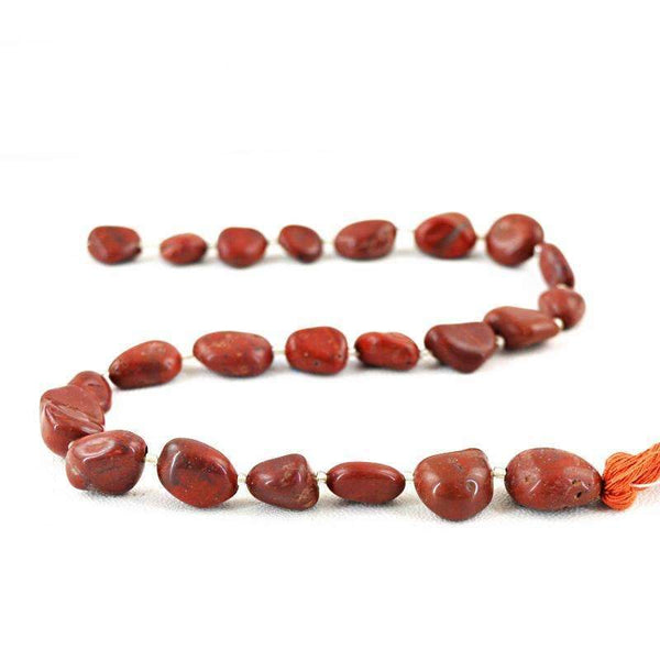 gemsmore:Beautiful Red Jasper Drilled Beads Strand Natural Untreated