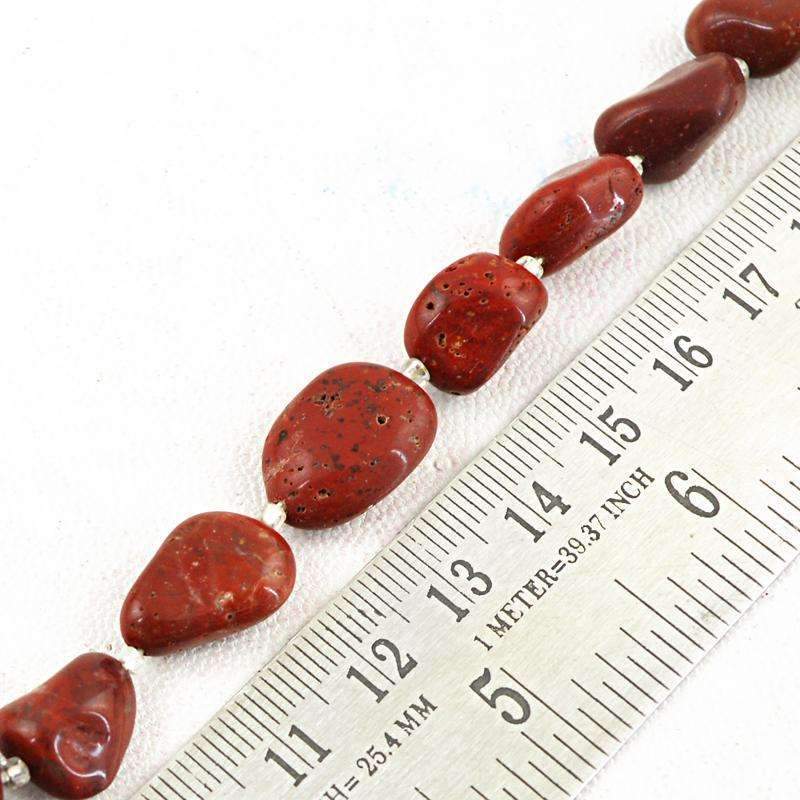 gemsmore:Beautiful Red Jasper Drilled Beads Strand Natural Untreated