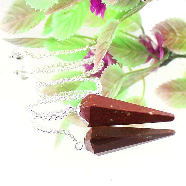 gemsmore:Beautiful Red Jasper Reiki Healing Point Pendulum