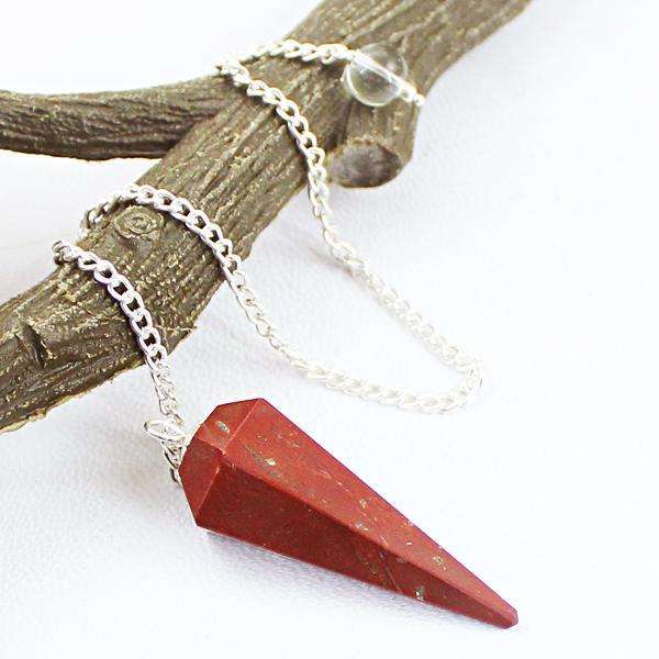 gemsmore:Beautiful Red Jasper Reiki Healing Point Pendulum