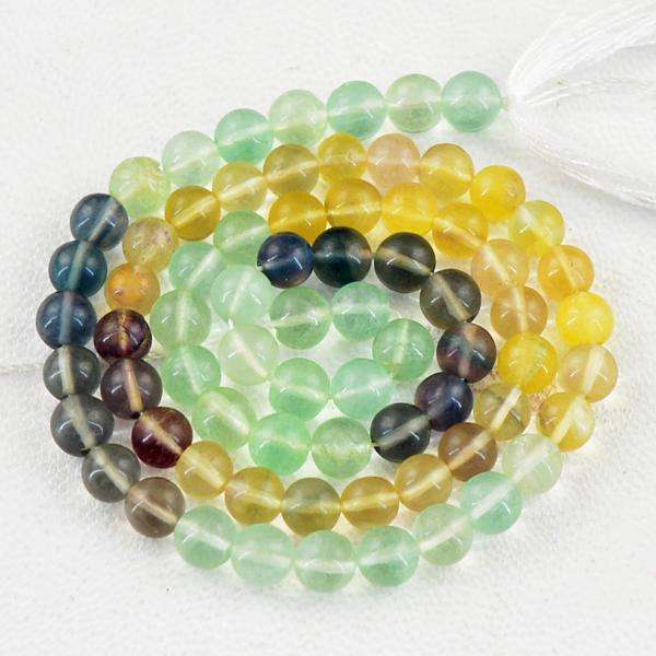 gemsmore:Beautiful Round Shape Multicolor Fluorite Drilled Beads Strand