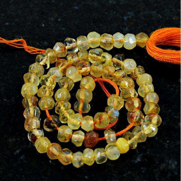 gemsmore:Beautiful Round Shape Yellow Citrine Drilled Beads Strand