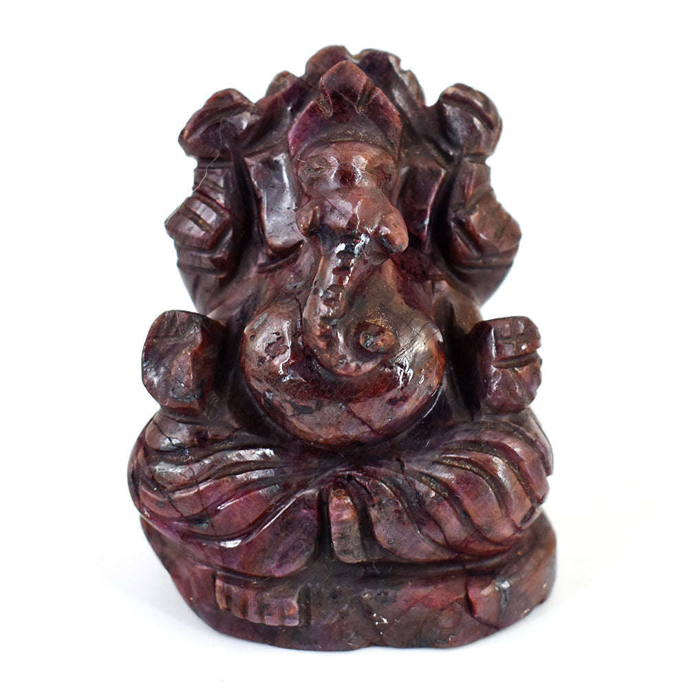 gemsmore:Beautiful Ruby Hand Carved Genuine Crystal Gemstone Carving Lord Ganesha