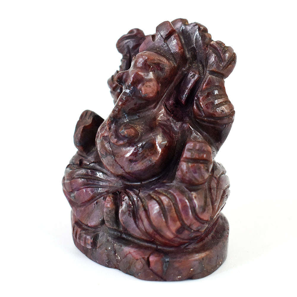 gemsmore:Beautiful Ruby Hand Carved Genuine Crystal Gemstone Carving Lord Ganesha