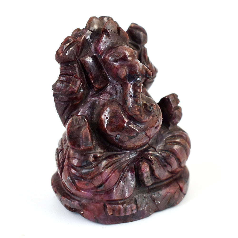 gemsmore:Beautiful Ruby Hand Carved Genuine Crystal Gemstone Carving Lord Ganesha