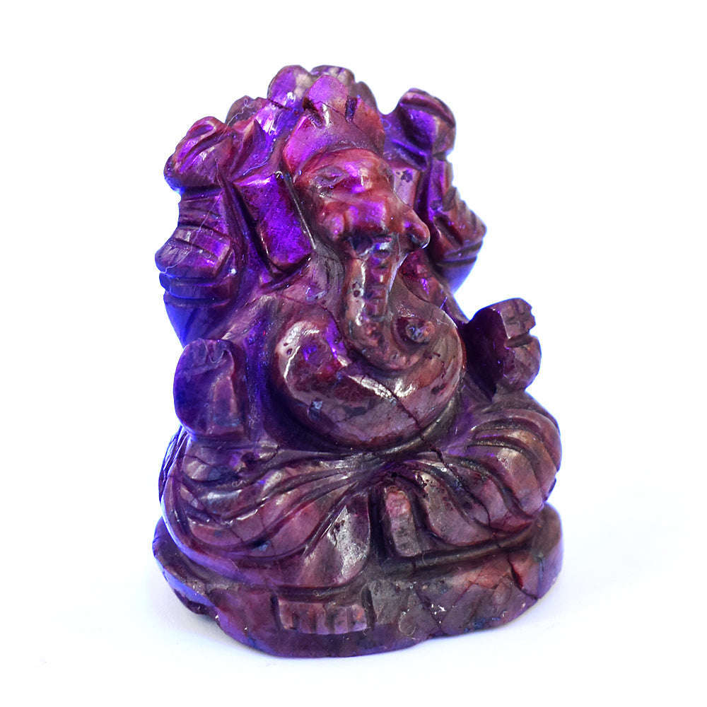 gemsmore:Beautiful Ruby Hand Carved Genuine Crystal Gemstone Carving Lord Ganesha