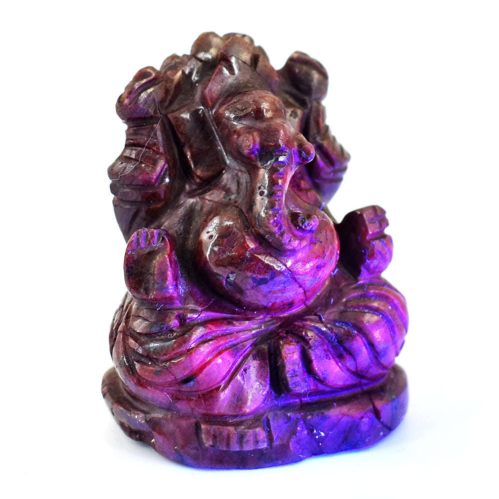 gemsmore:Beautiful Ruby Hand Carved Genuine Crystal Gemstone Carving Lord Ganesha