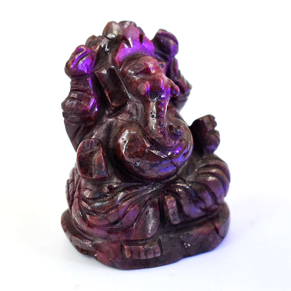 gemsmore:Beautiful Ruby Hand Carved Genuine Crystal Gemstone Carving Lord Ganesha