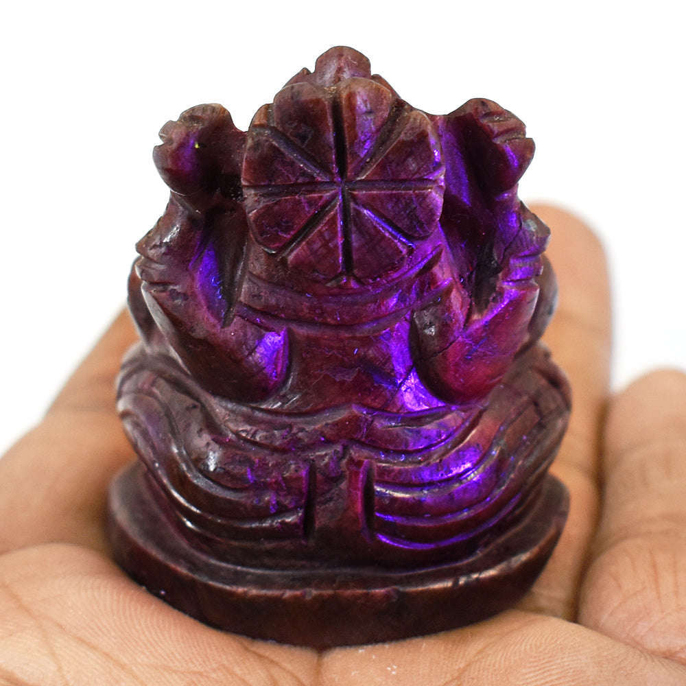 gemsmore:Beautiful Ruby Hand Carved Genuine Crystal Gemstone Carving Lord Ganesha