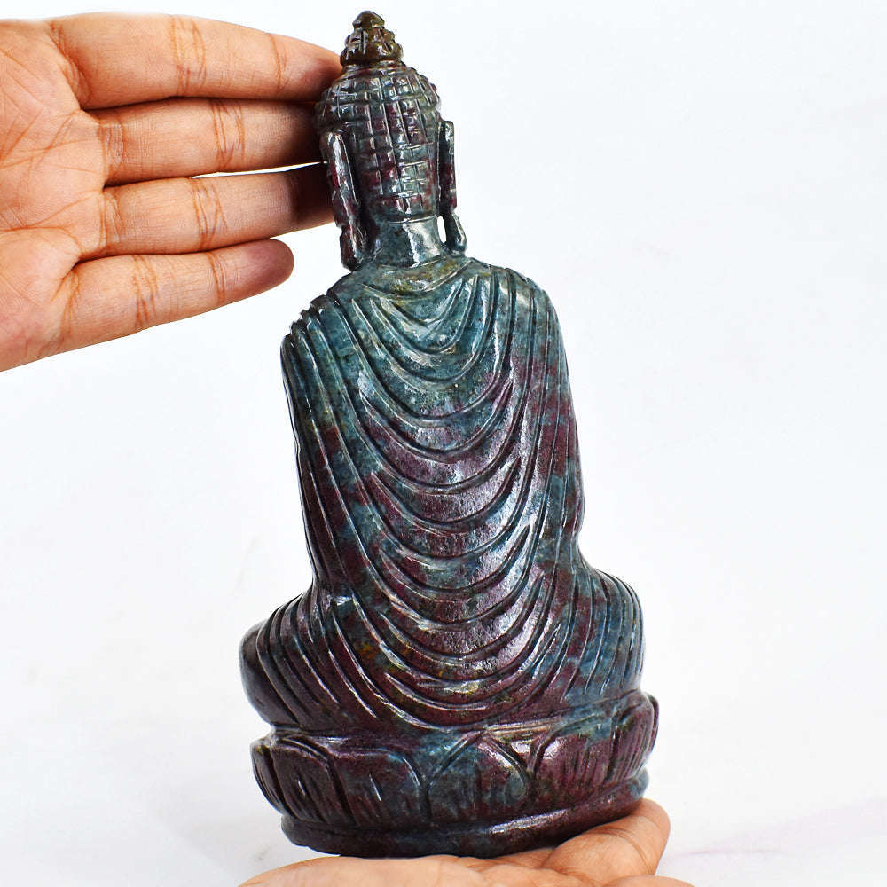 gemsmore:Beautiful Ruby In Kyanite Hand Carved Crystal Idol Lord Buddha Statute