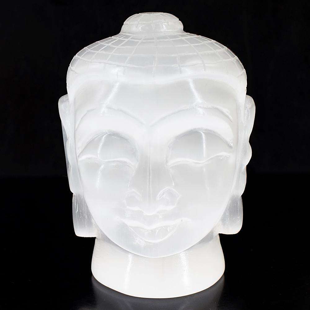 gemsmore:Beautiful Selenite Hand Carved Buddha Head