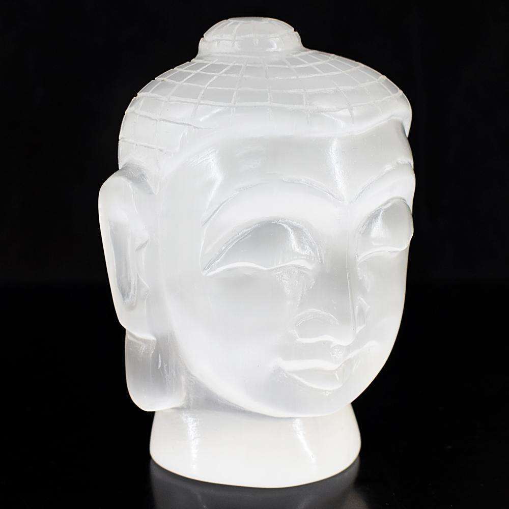 gemsmore:Beautiful Selenite Hand Carved Buddha Head
