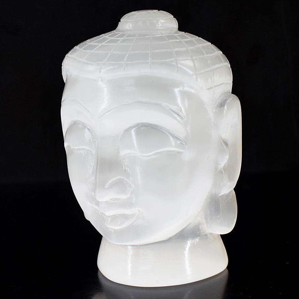 gemsmore:Beautiful Selenite Hand Carved Buddha Head