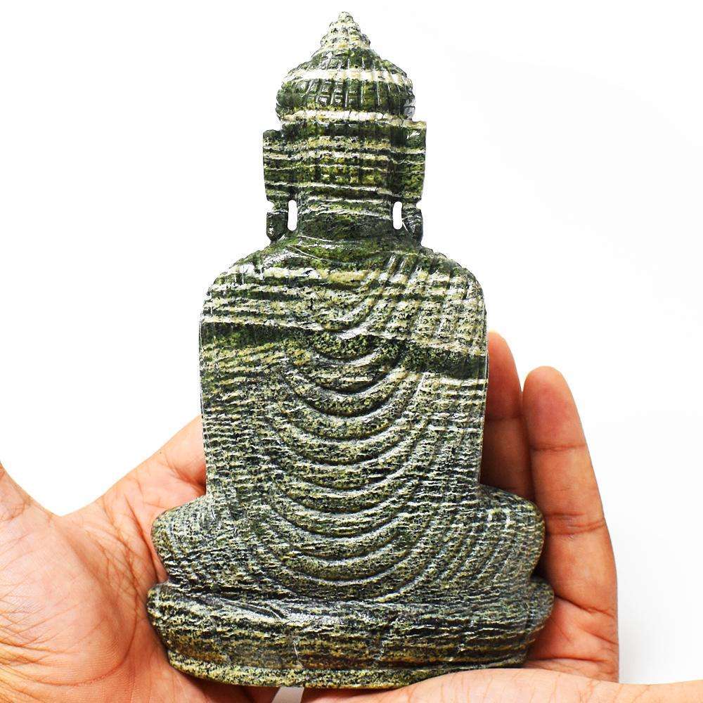 gemsmore:Beautiful Serpentine Hand Carved Buddha