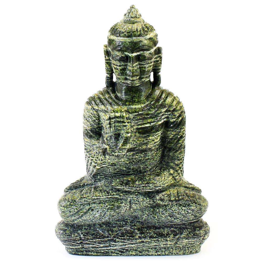 gemsmore:Beautiful Serpentine Hand Carved Buddha