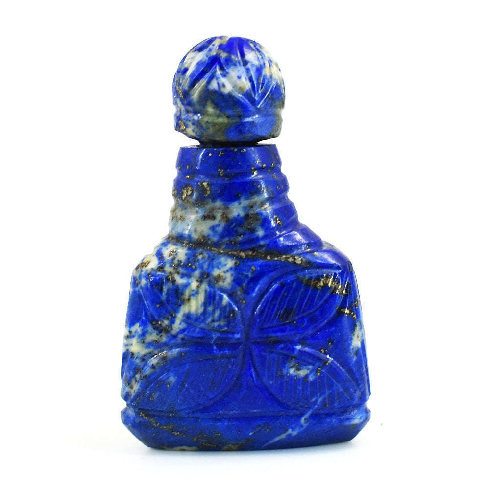 gemsmore:Beautiful Snow Lapis Lazuli Hand Carved Genuine Crystal Gemstone Carving Perfume Bottle