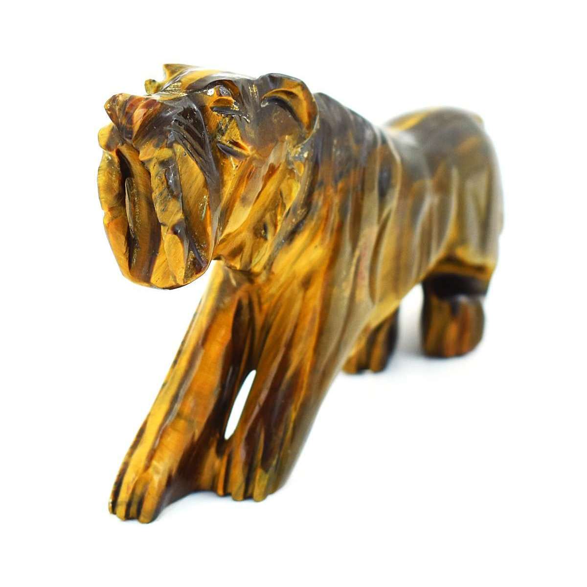 gemsmore:Beautiful Tiger Eye Hand Carved Lion