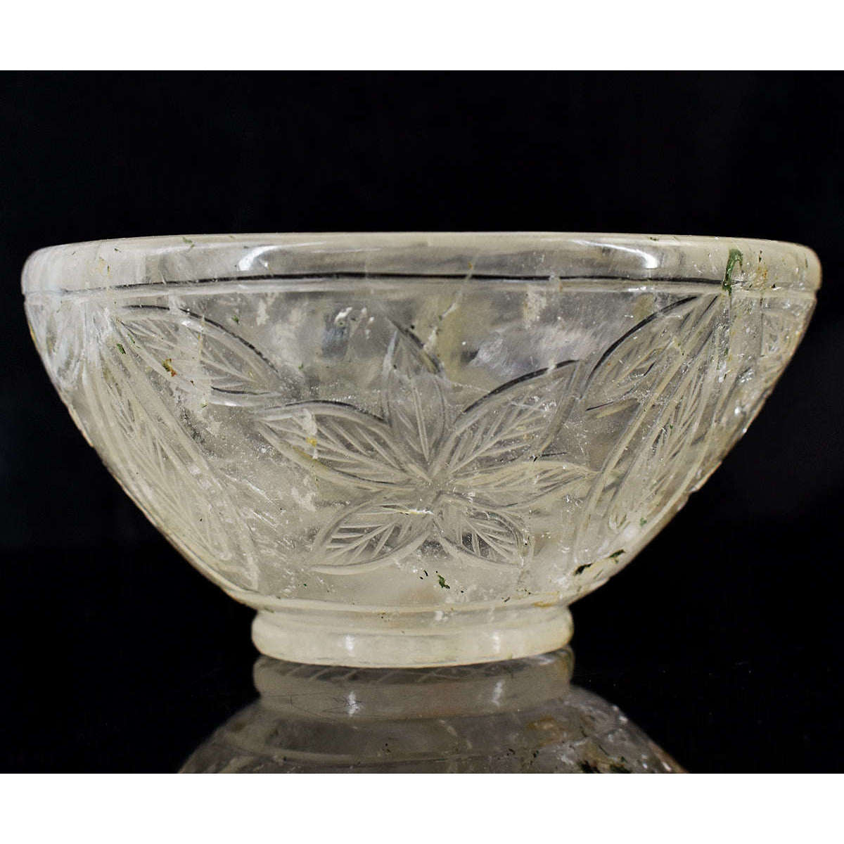 gemsmore:Beautiful White Quartz Hand Carved Genuine Crystal Gemstone Carving Bowl