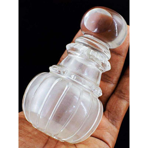 gemsmore:Beautiful White Quartz Hand Carved Perfume Bottle