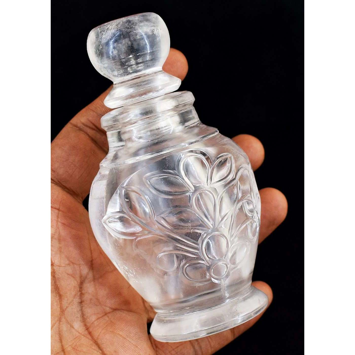 gemsmore:Beautiful White Quartz Hand Carved Perfume Bottle