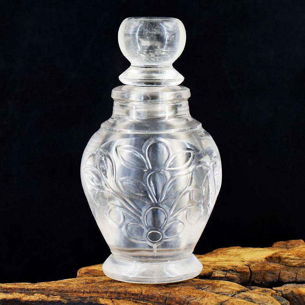 gemsmore:Beautiful White Quartz Hand Carved Perfume Bottle