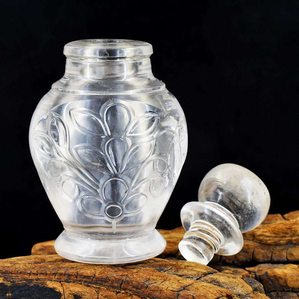 gemsmore:Beautiful White Quartz Hand Carved Perfume Bottle