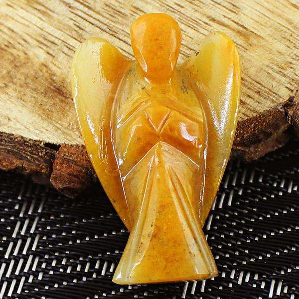 gemsmore:Beautiful Yellow Aventurine Carved Healing Angel Gemstone