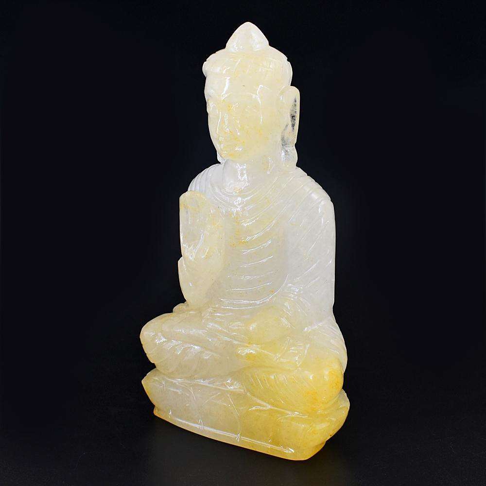 gemsmore:Beautiful Yellow Aventurine Crystal Gemstone Hand Carved Lord Buddha