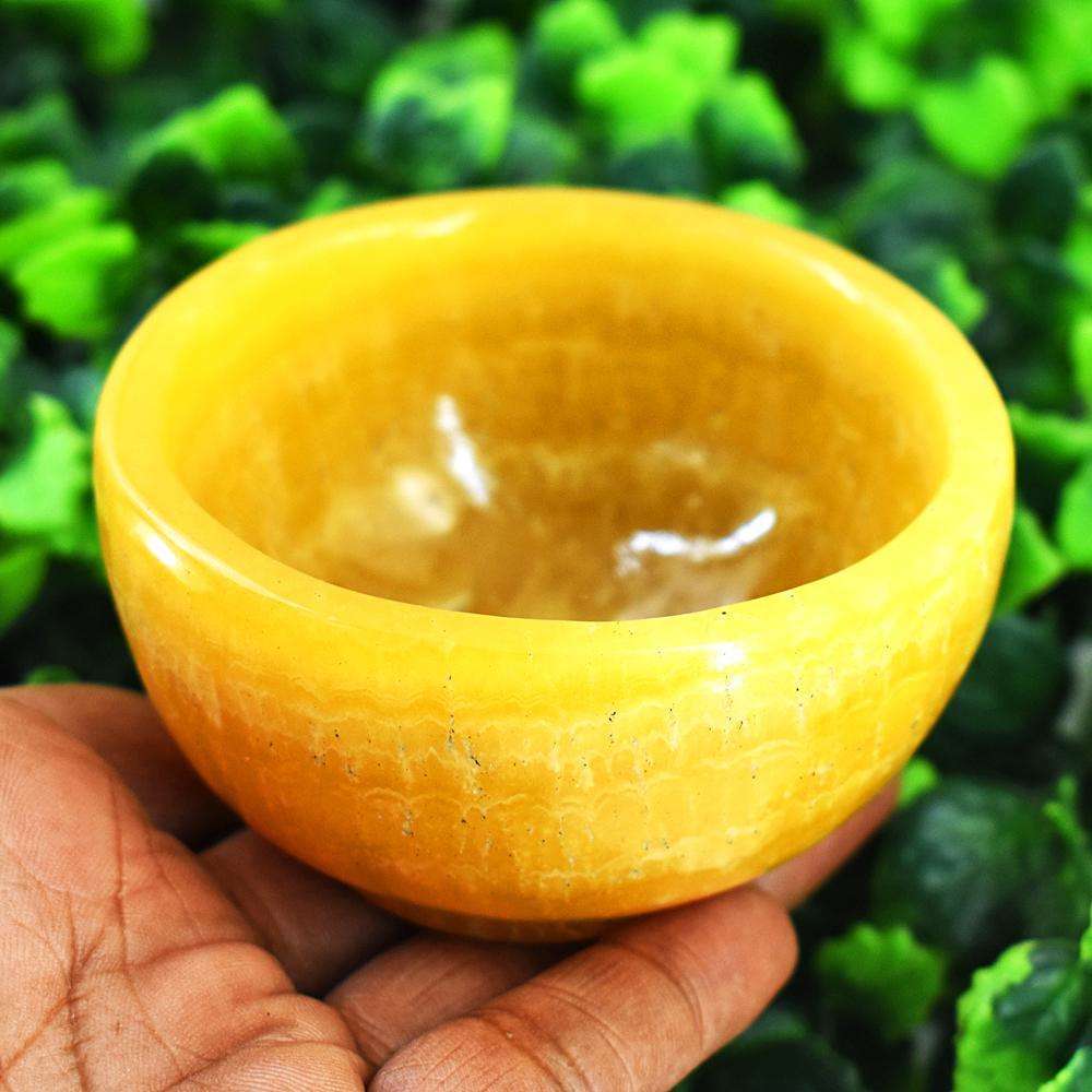 gemsmore:Beautiful Yellow Rhodocrosite Hand Carved Bowl