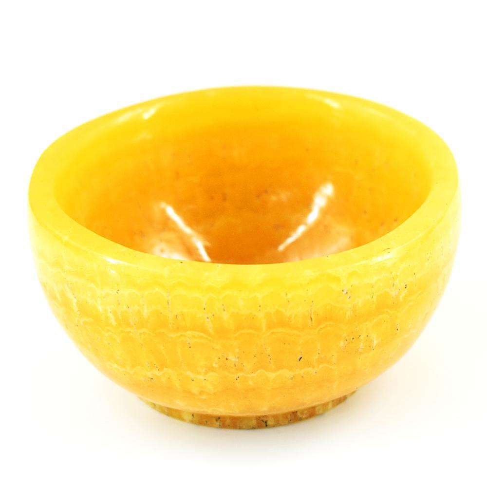 gemsmore:Beautiful Yellow Rhodocrosite Hand Carved Bowl