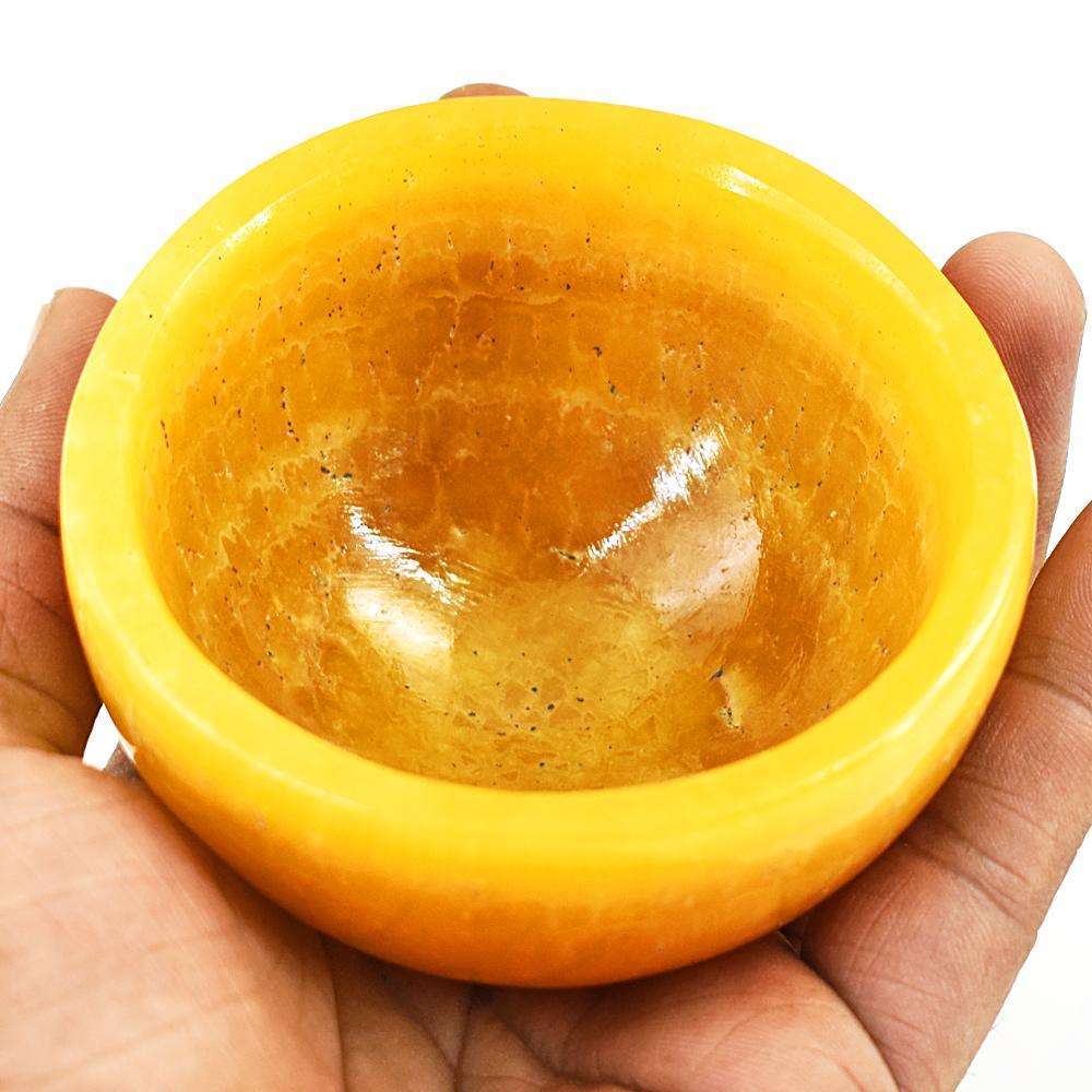 gemsmore:Beautiful Yellow Rhodocrosite Hand Carved Bowl